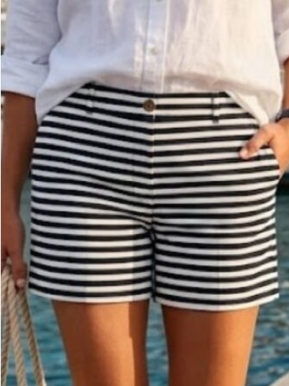 Boden Navy and White Striped Nautical Shorts Size 10